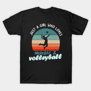 Girls sport volleyball music women team hobby T-Shirt